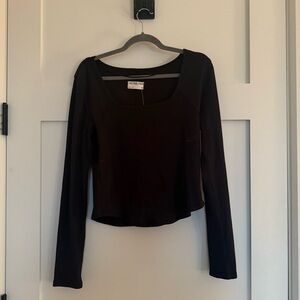 We The Free Black Fitted Crop Blouse